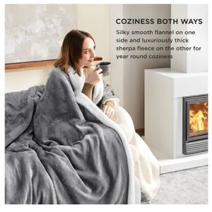 Grey 50 x 60 Sherpa Fleece Throw Blanket